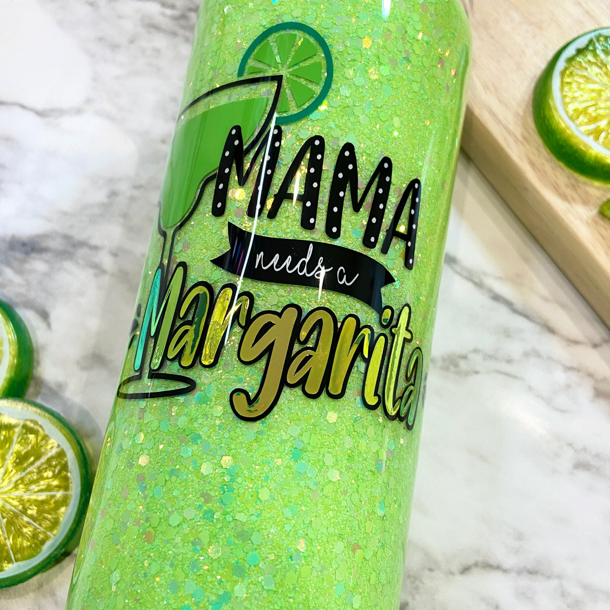 Margarita Tumbler Tutorial with Ice and Lime Topper Tutorial Link in  Description! 